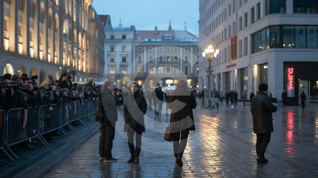Crowds outside a central Berlin cinema district during a winter film festival evening