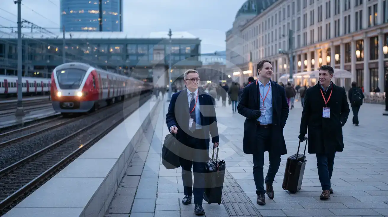 Business travelers near Berlin’s west-side exhibition district during trade fair week