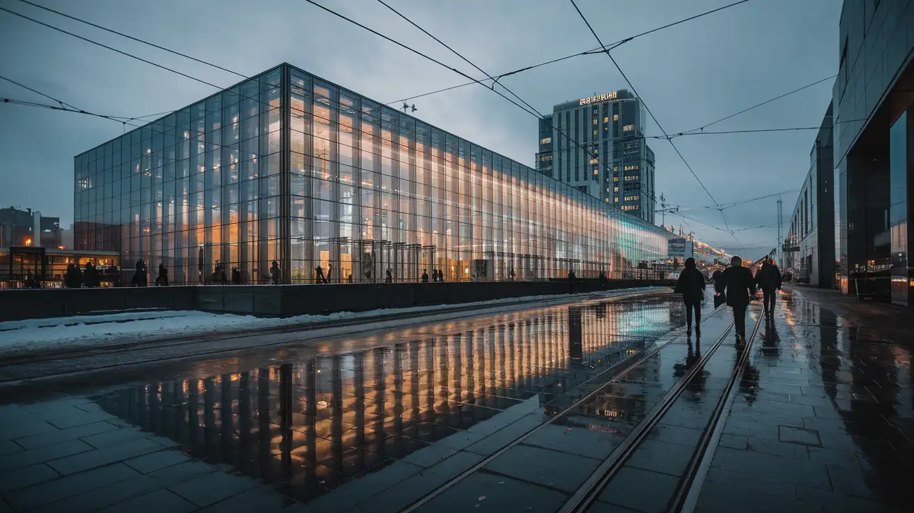 Winter evening around Cologne's exhibition district near the fairgrounds