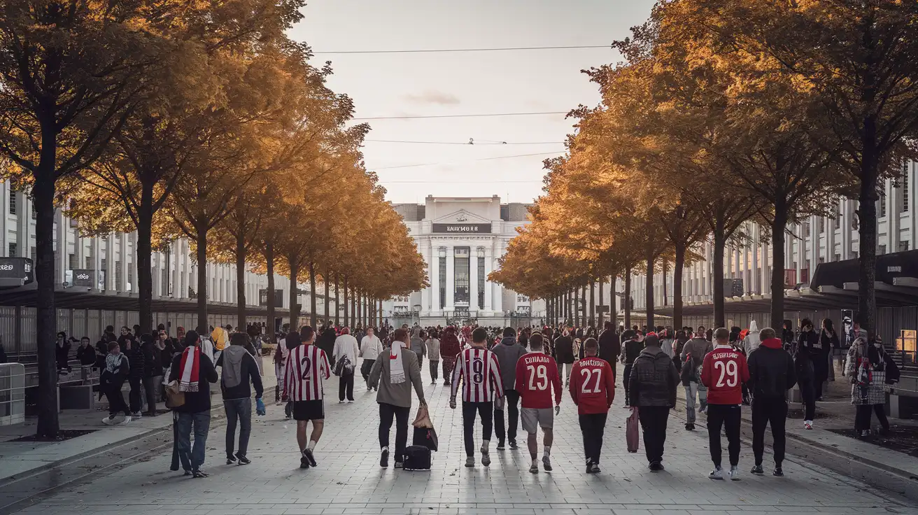 Fans heading through West Berlin toward the stadium area on game weekend