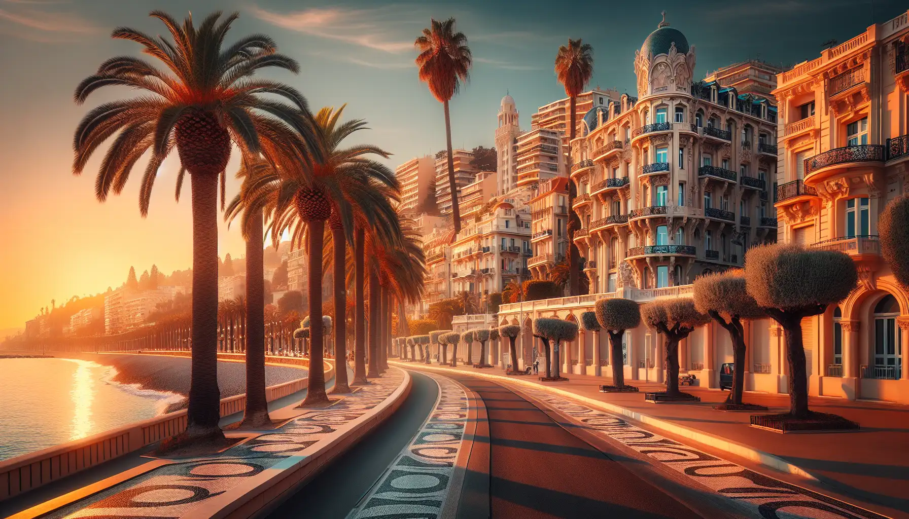Barcelona skyline with modernist architecture, hillside park details, and Mediterranean waterfront light