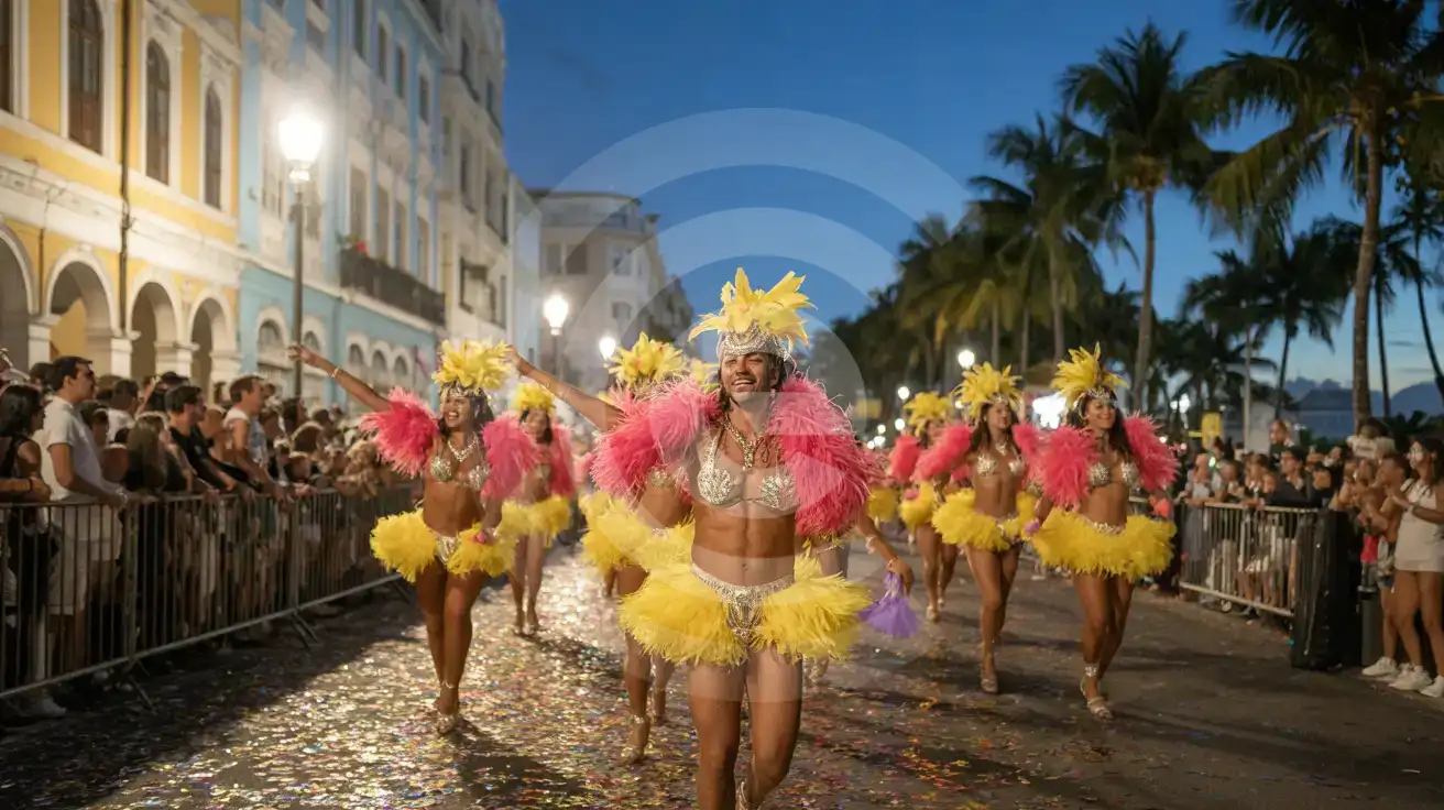 Ambiente nocturno del desfile de carnaval en Santa Cruz de Tenerife
