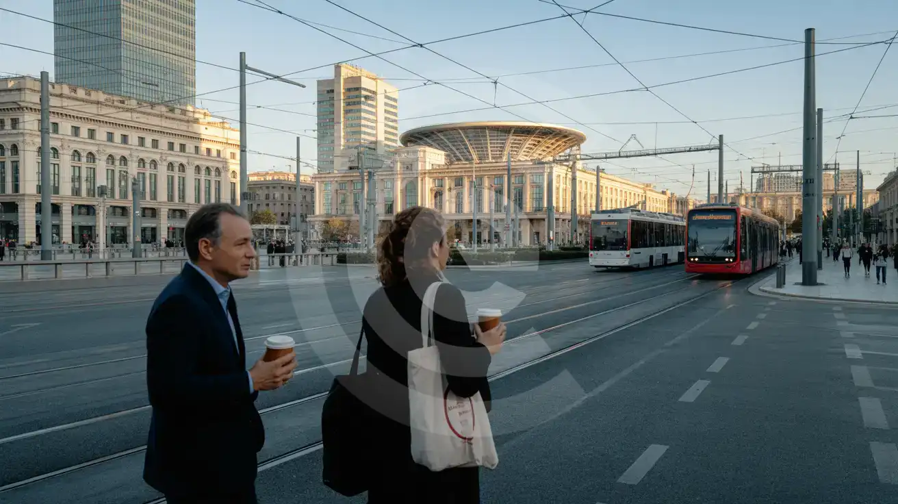 Dintorni moderni del centro congressi nell'area della Fira Gran Via di Barcellona durante una grande esposizione