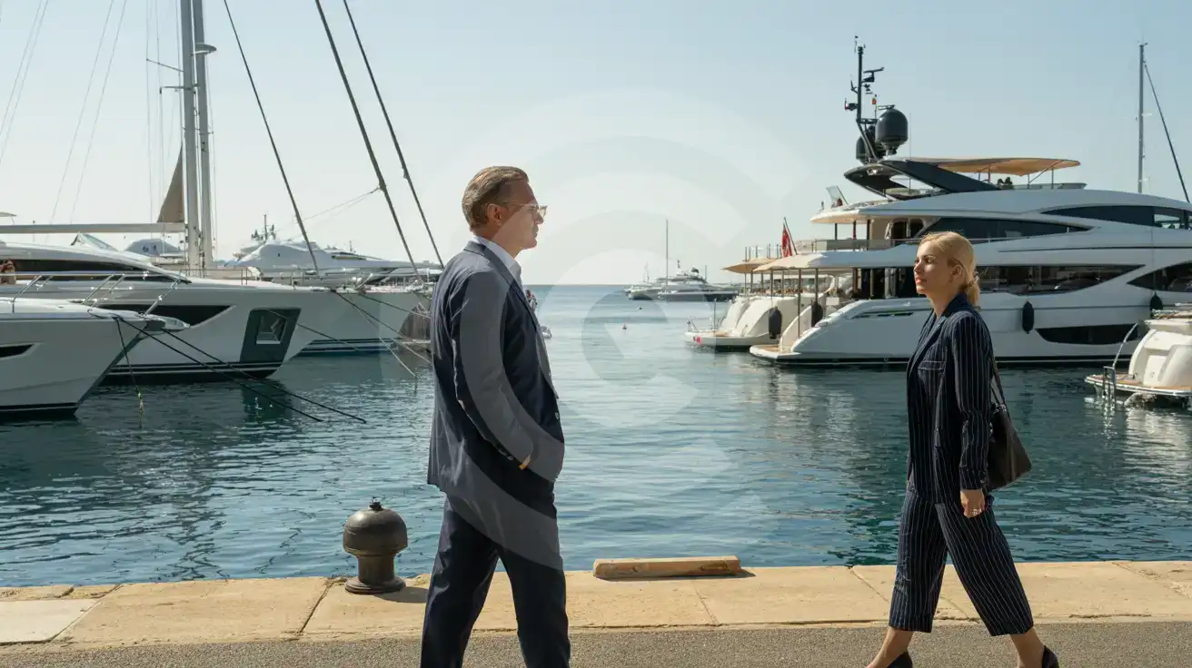Visitors walking the Cannes seafront between marina zones during a September boat show