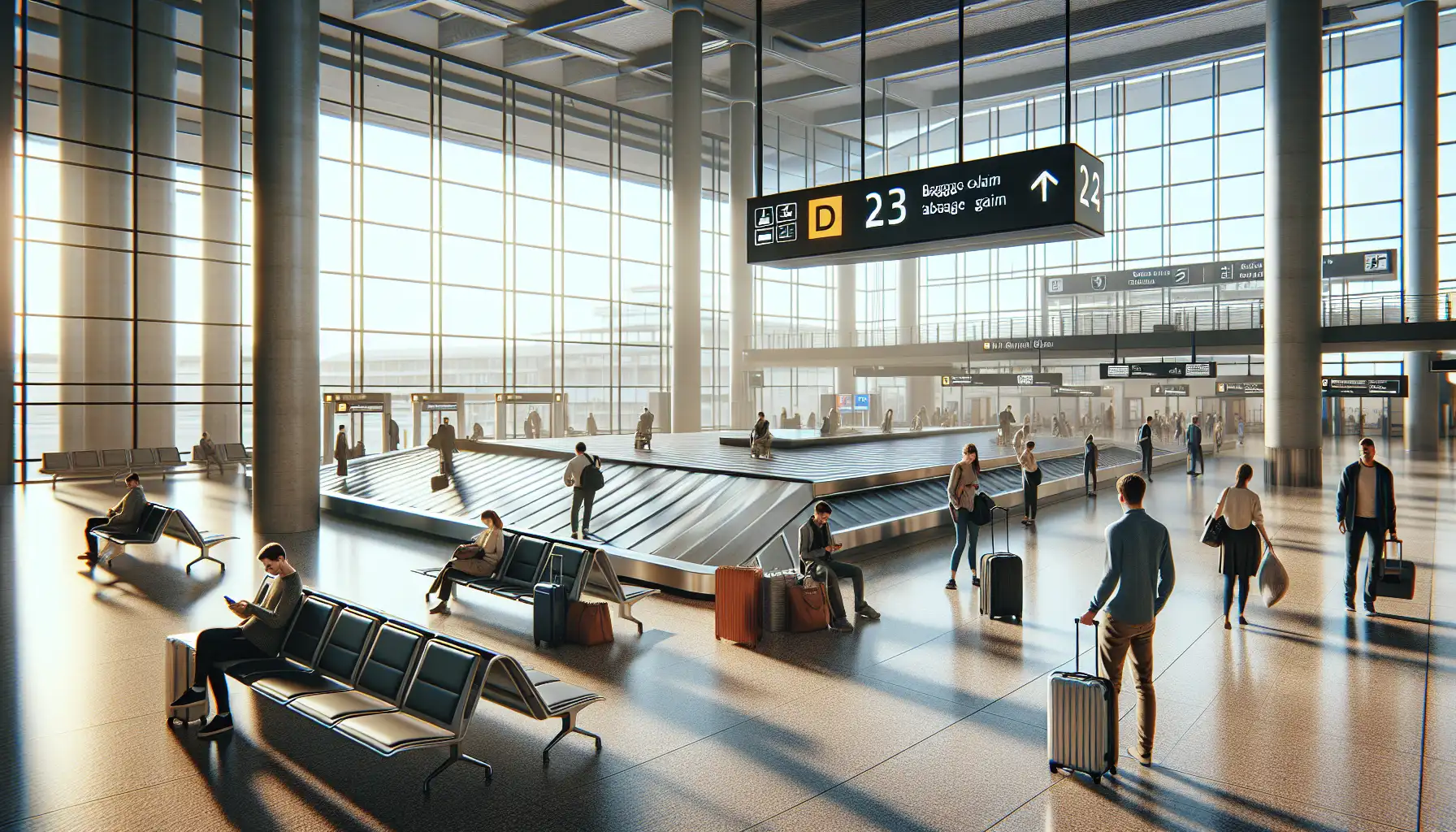 Viajeros usando teléfonos dentro de la terminal del Aeropuerto de París Orly tras su llegada