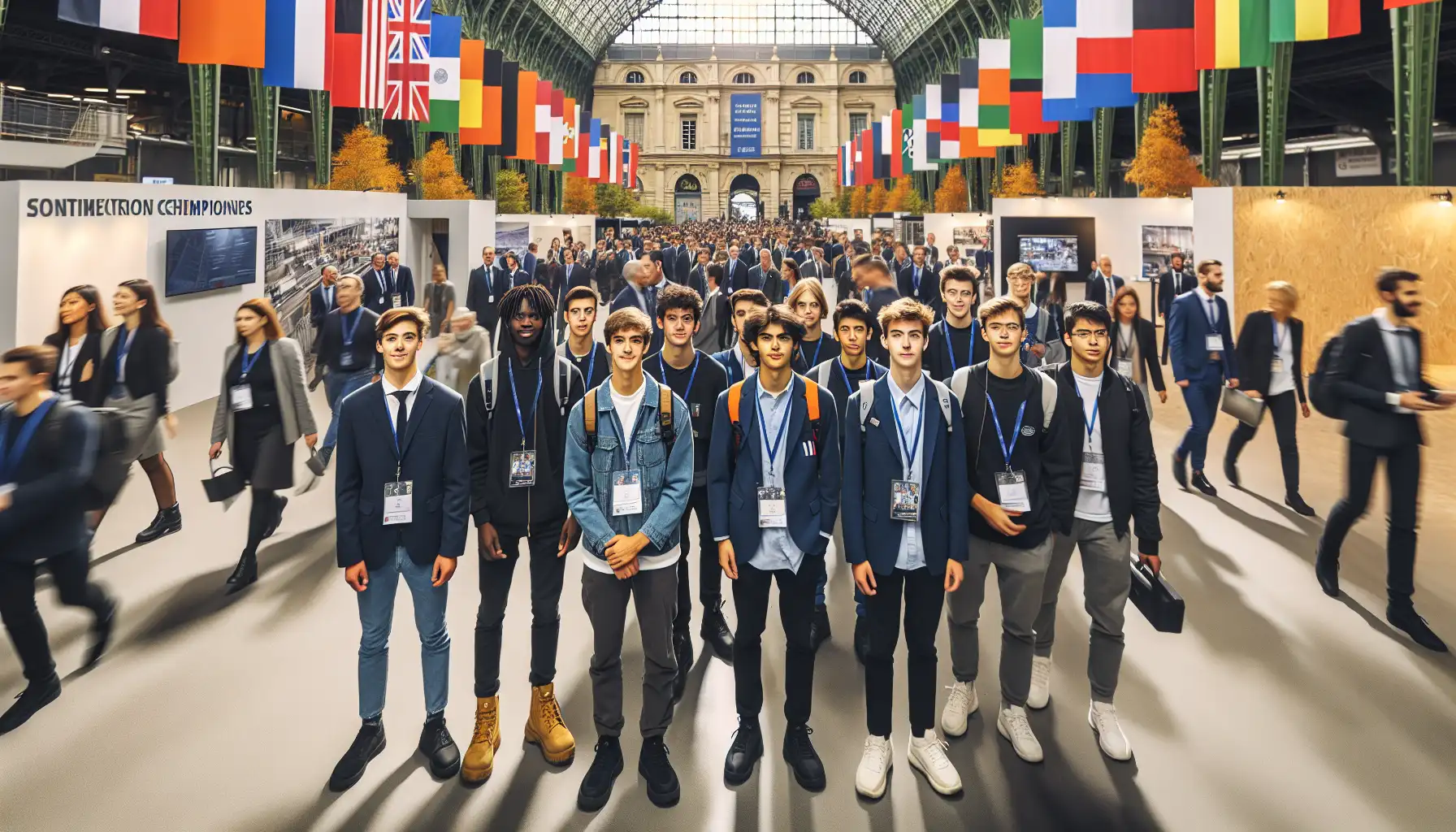International visitors and competitors arriving at a major skills competition venue in Lyon