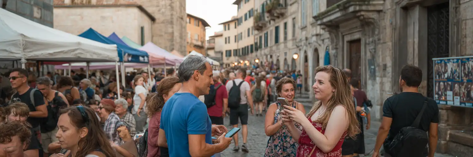 Menschenmengen zwischen den Veranstaltungsorten des Edinburgh Fringe in der Old Town im August