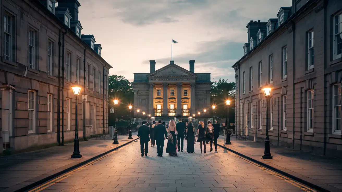 Audience heading to an evening performance during Edinburgh International Festival