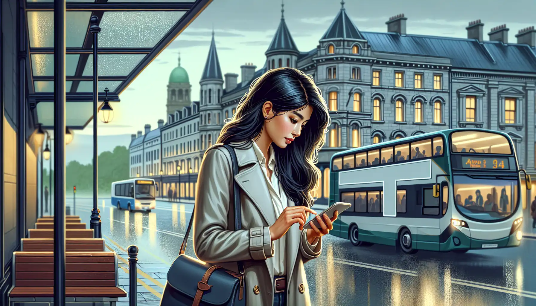 Traveler checking phone connection after arriving in Ireland