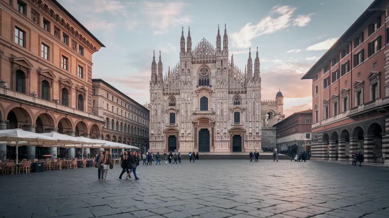 Milano'da mermer mimarisi ve hareketli meydanıyla Duomo bölgesi