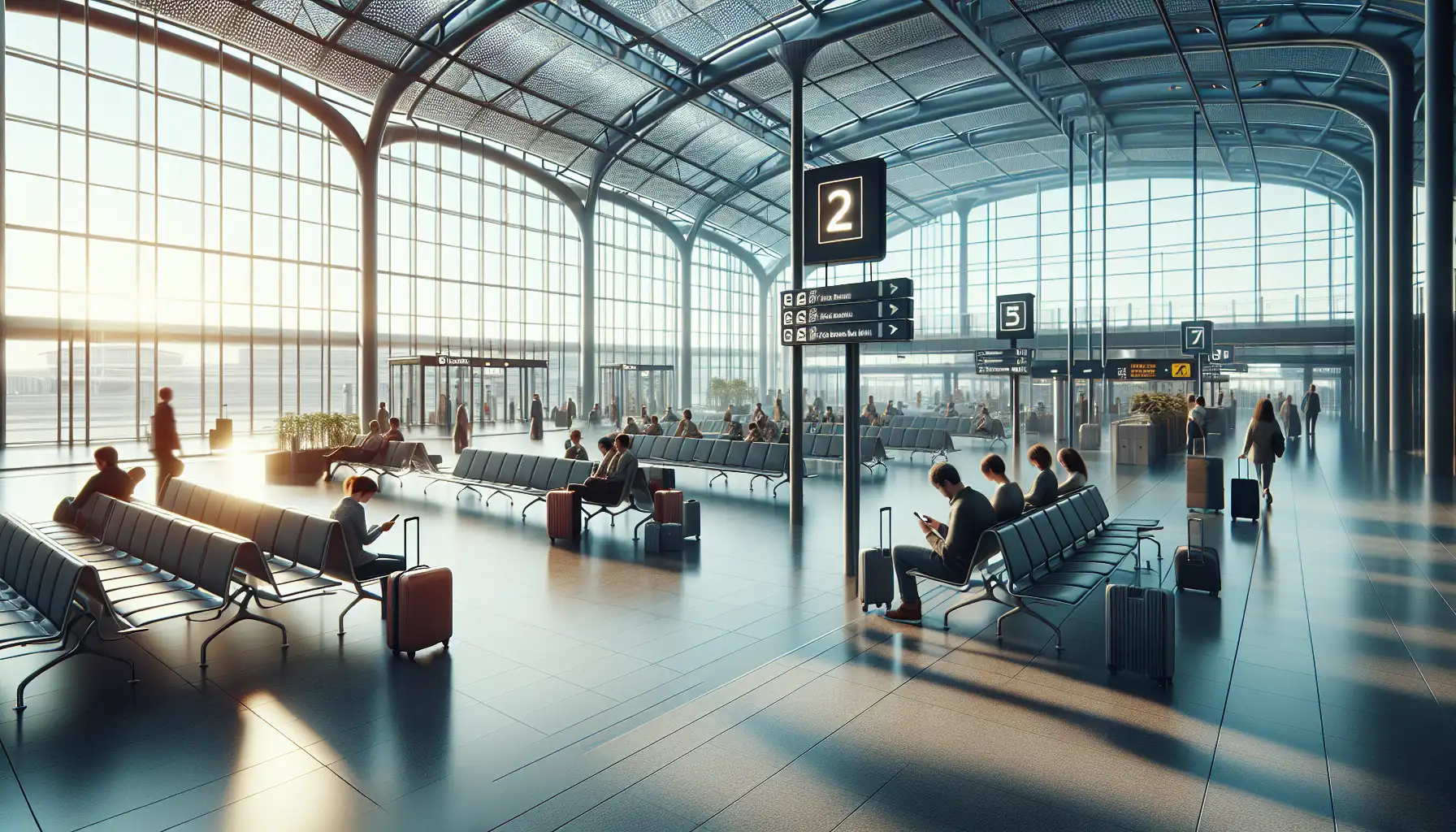 Milano Malpensa Havalimanı varış alanında telefon kullanan yolcular
