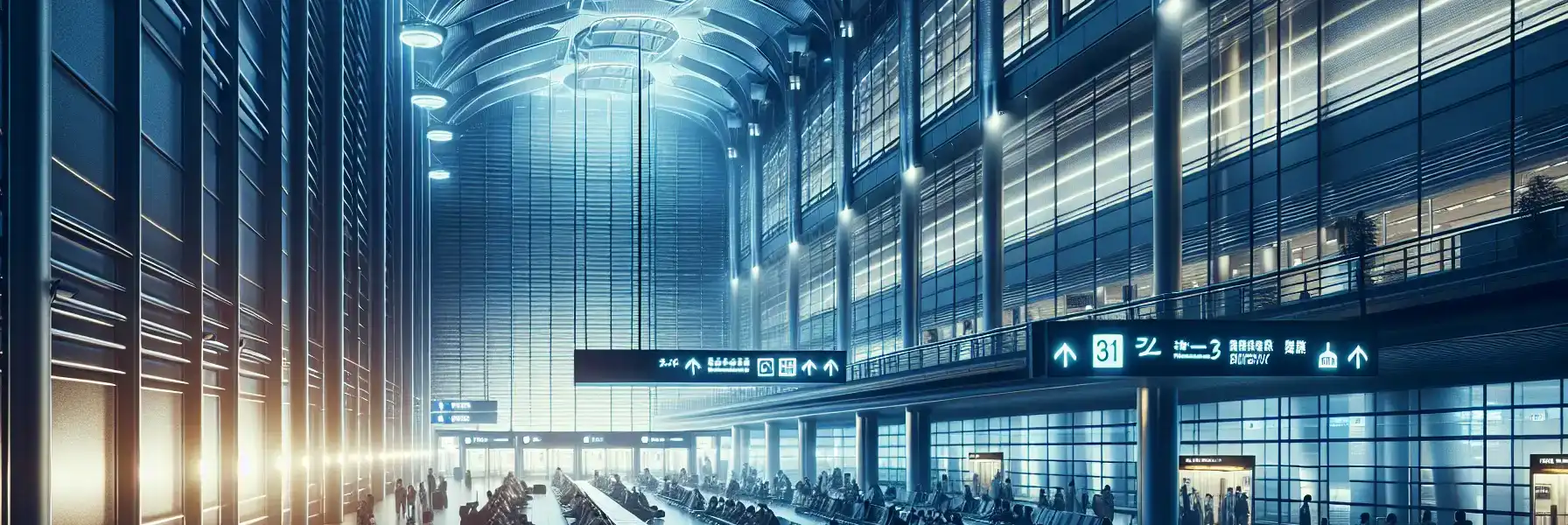 Travelers using phones inside Tokyo International Airport arrivals hall