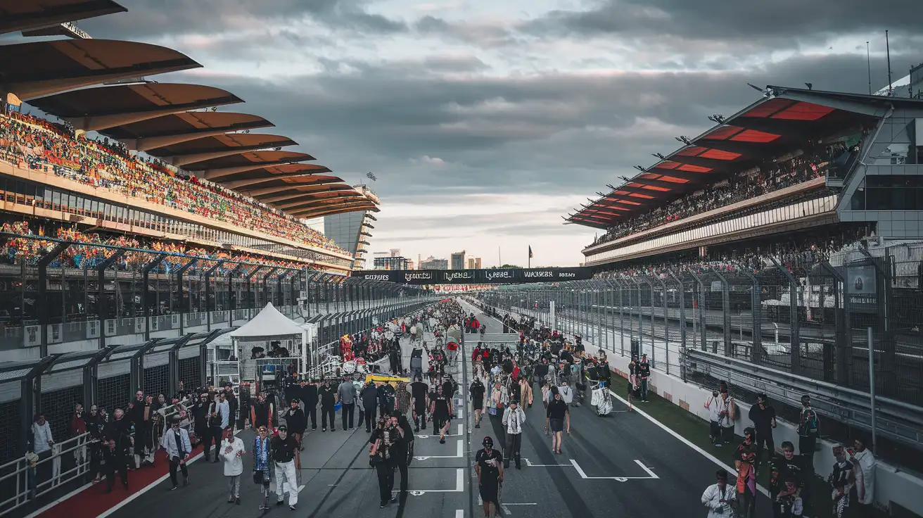 Fans arriving at a major race circuit in Mexico City during a busy motorsport weekend