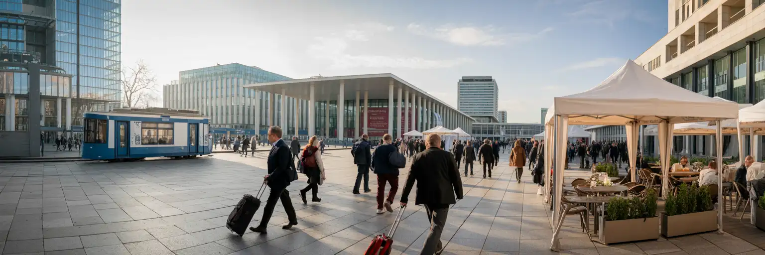 Belebte internationale Lebensmittelmesse in einer großen Ausstellungshalle in Poznań