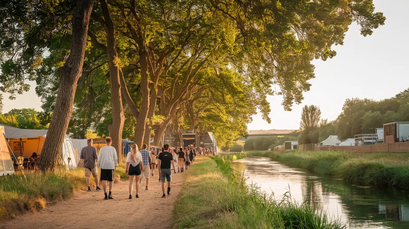 Open-air festival setting in a green river valley near Paredes de Coura