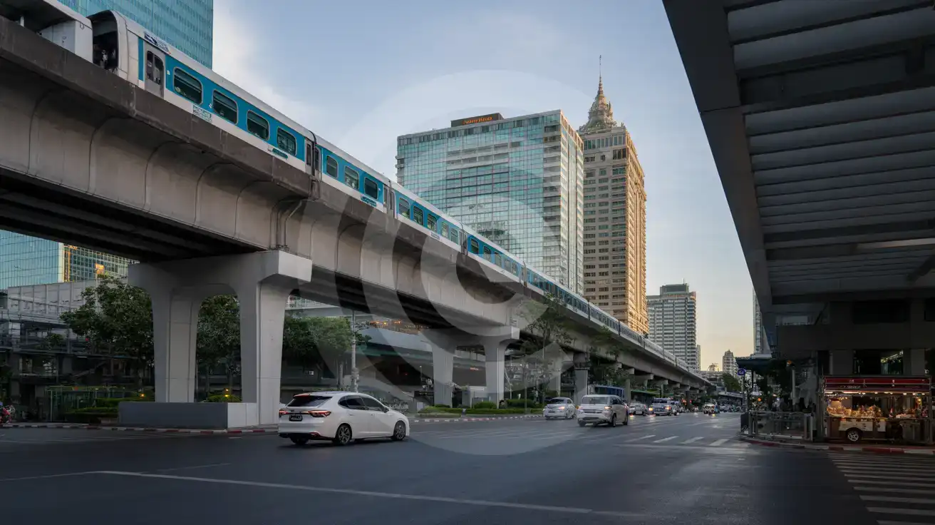 Viaggiatori che arrivano in un moderno quartiere fieristico a Bangkok