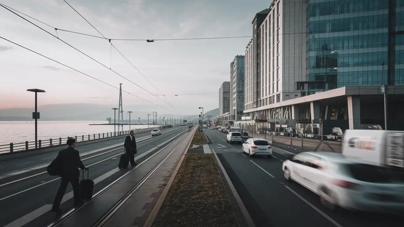 Business district near Istanbul's fairground corridor with hotels and transport links