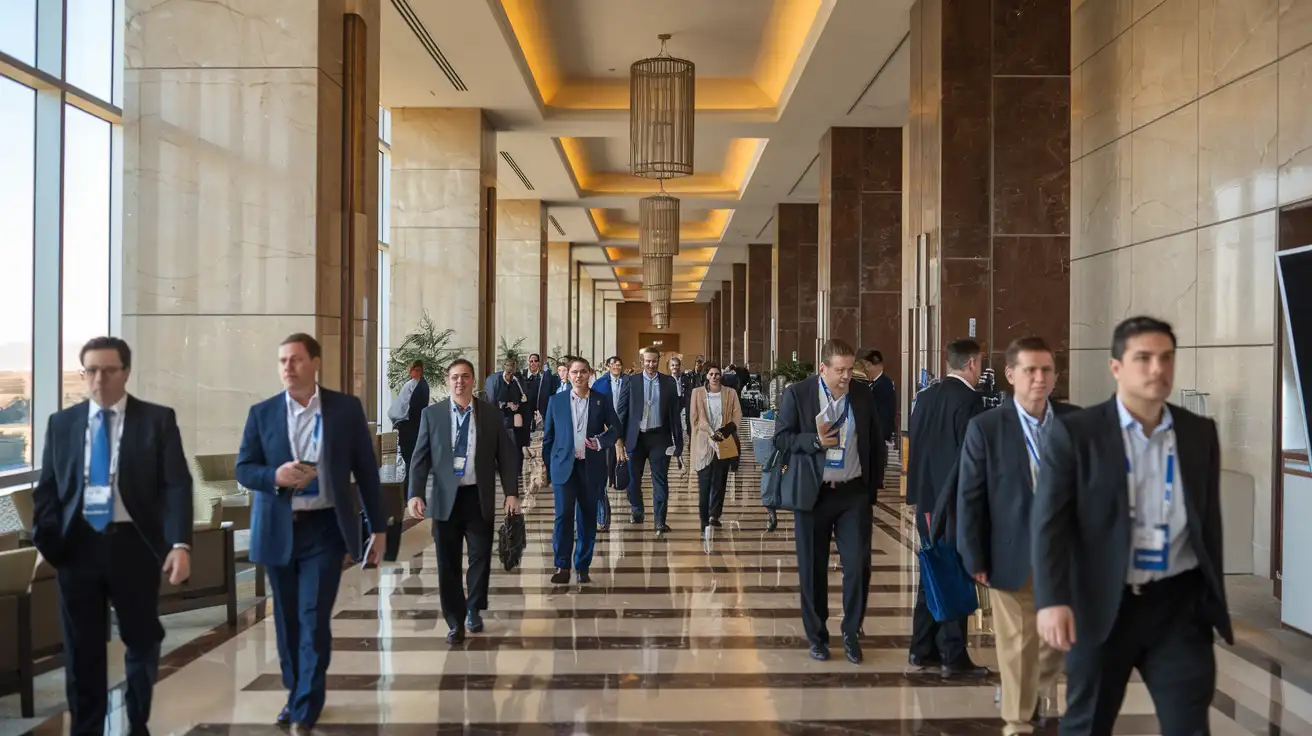 Attendees moving through a Las Vegas convention resort during a major cybersecurity summit