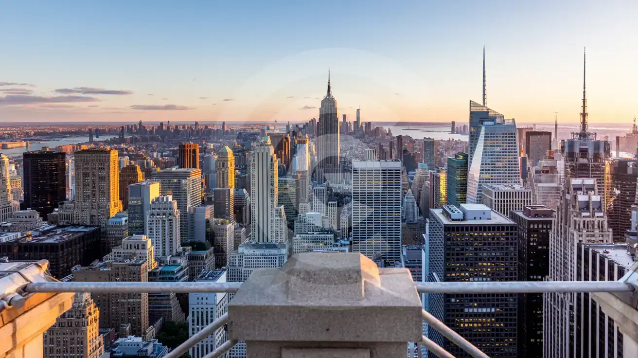 Gün batımında açık hava gözlem terasından Manhattan manzarası