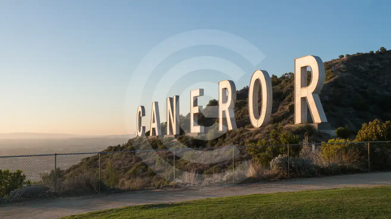White block letters of a famous landmark sign illuminated by golden afternoon light on a Southern California hillside