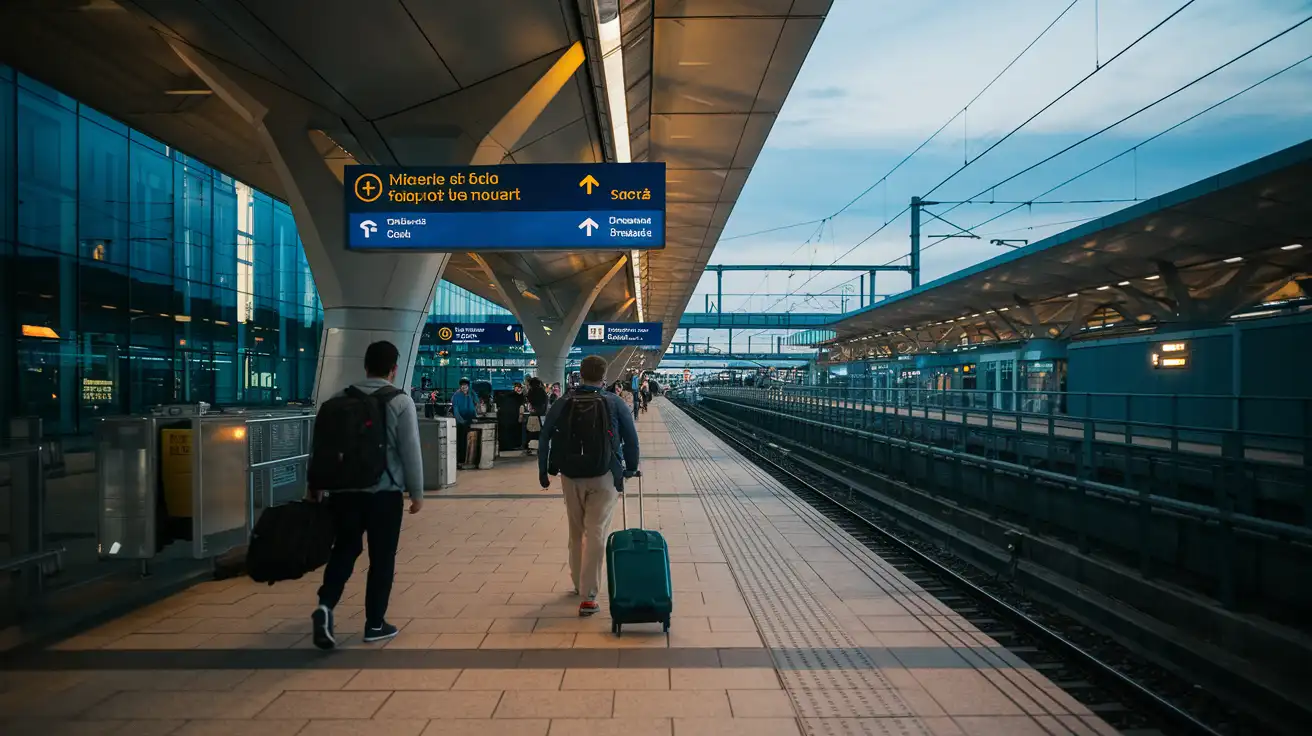 Viajeros moviéndose desde las áreas del terminal de JFK hacia la conexión del AirTrain
