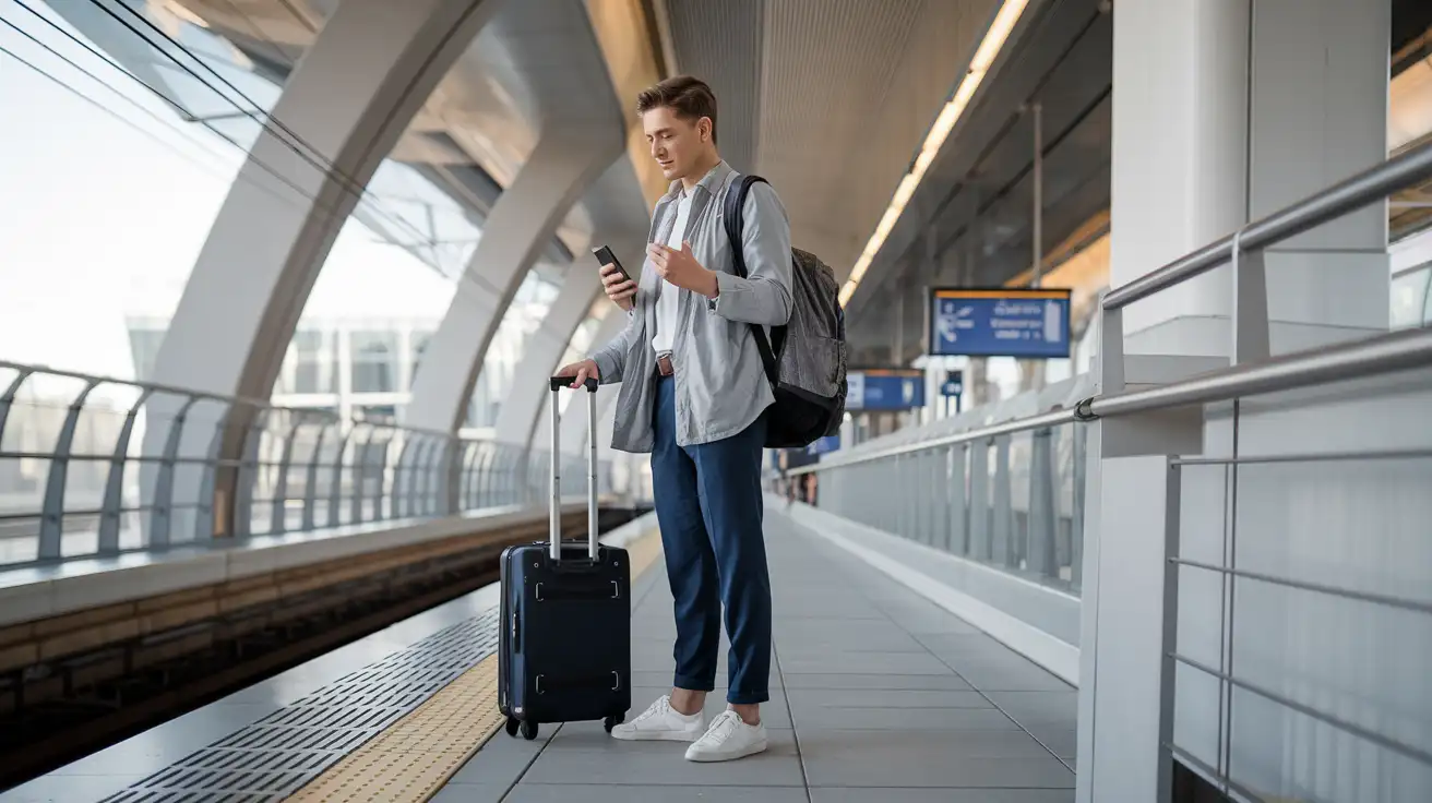Dulles'tan Washington'a giderken mobil yönlendirmelere bakan gezgin