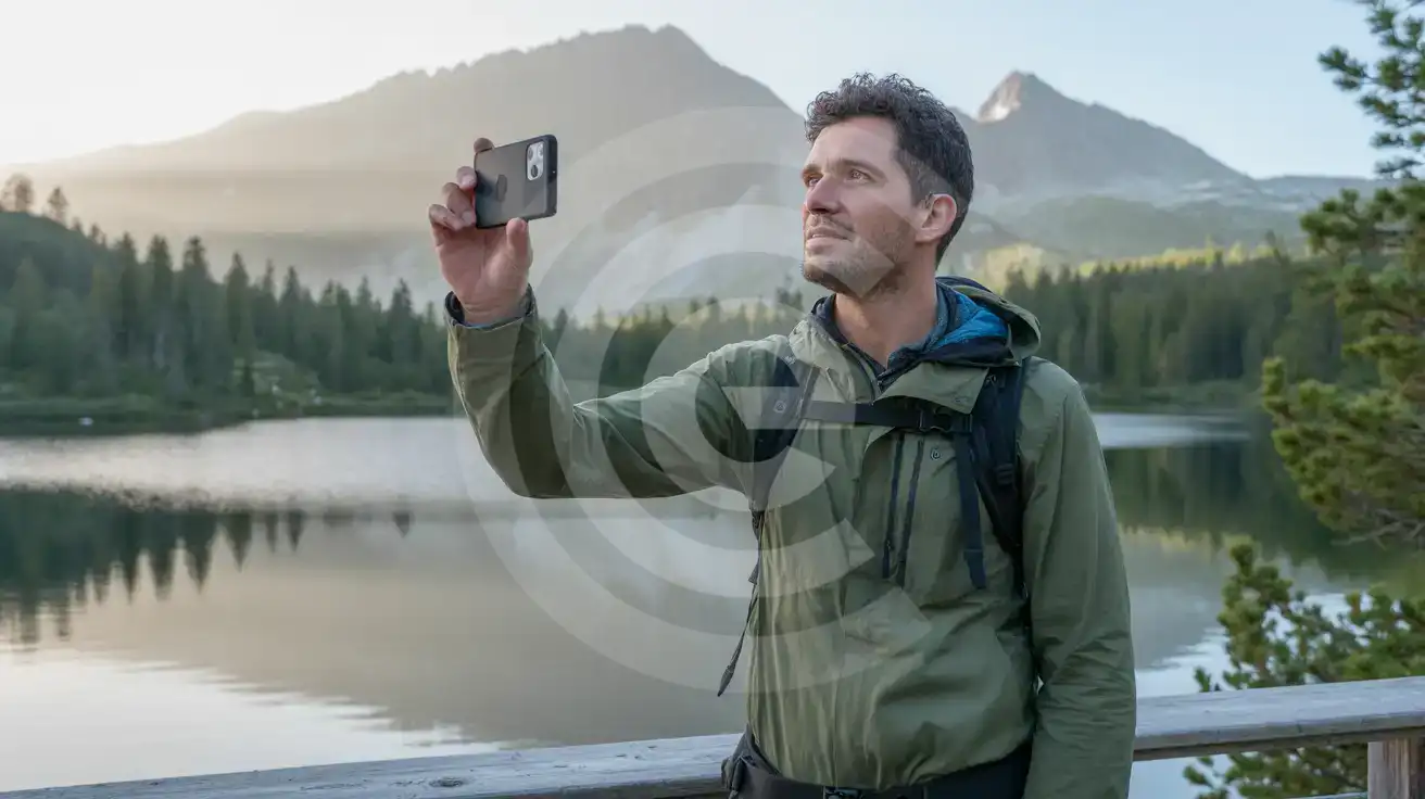 مسافر منفرد يلتقط صورًا لبحيرة Štrbské Pleso وقمم جبال تاترا العليا في سلوفاكيا