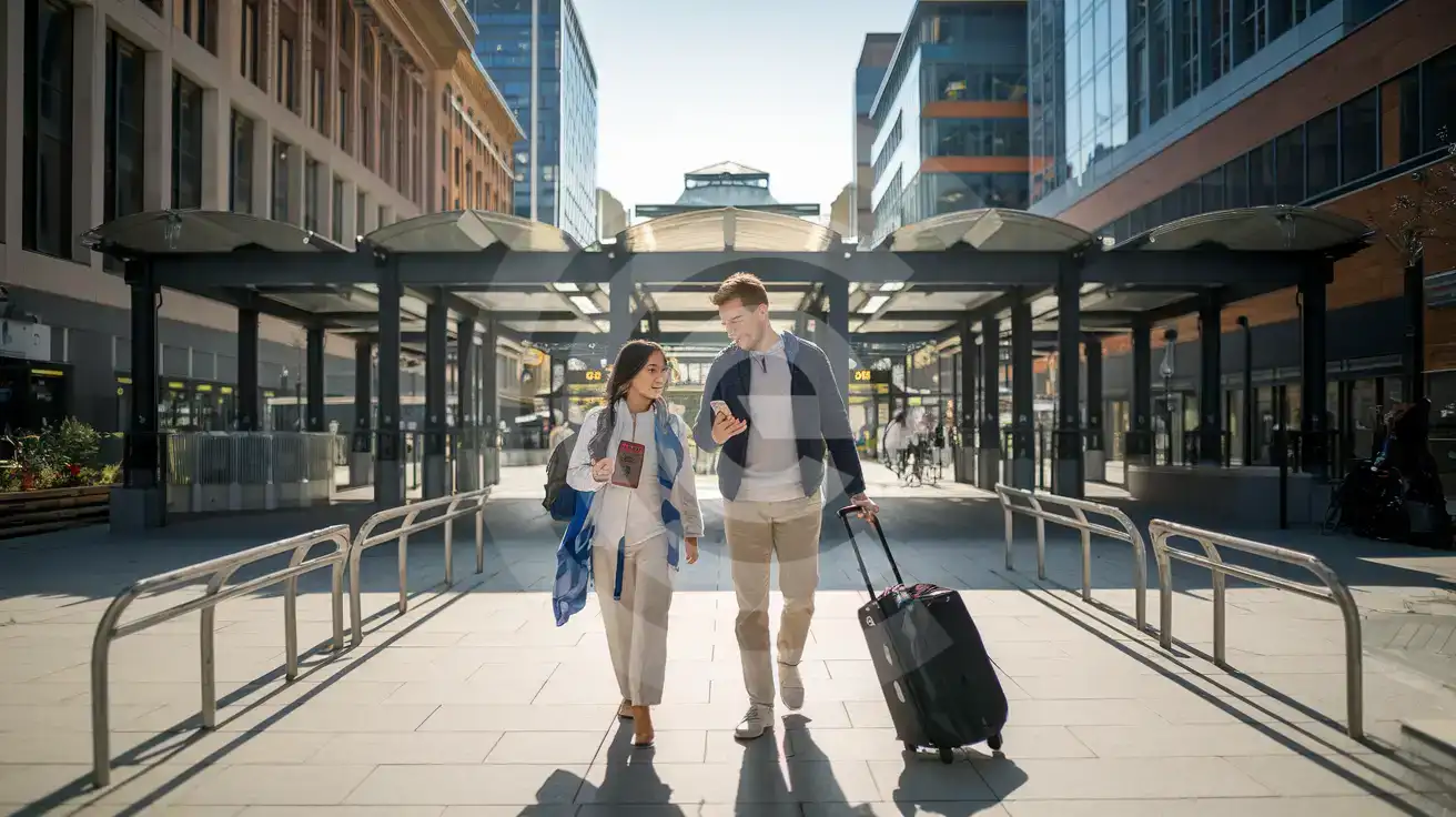 Mixed couple arriving near Capitol Hill Station in Capitol Hill, Seattle, Washington, United States